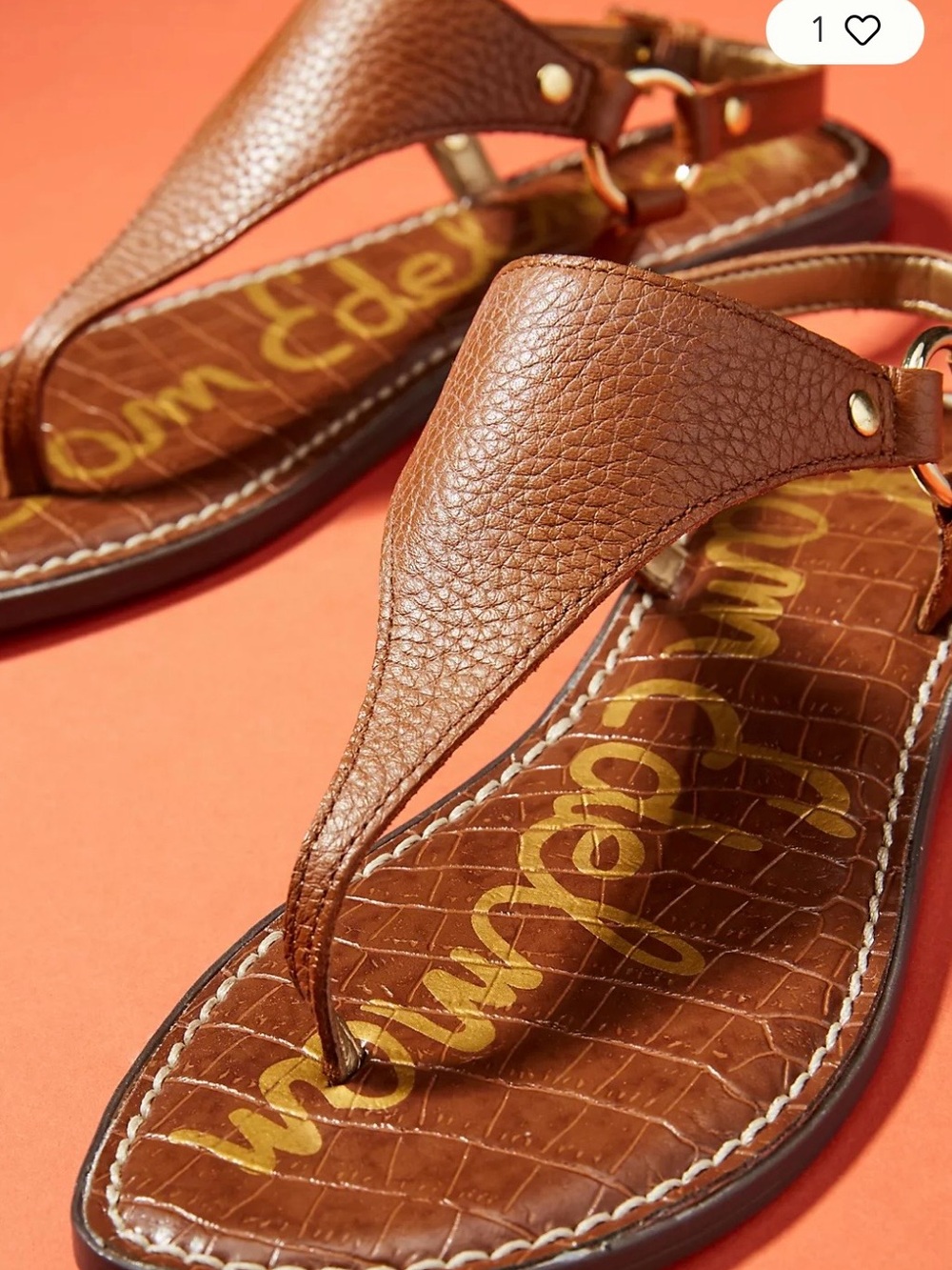 Sam Edelman Brown Leather Thong Sandals - Picture 2 of 6